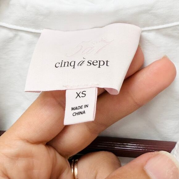Cinq a Sept Button Down White‎ Shirt Women’s Size XS - Picture 3 of 10